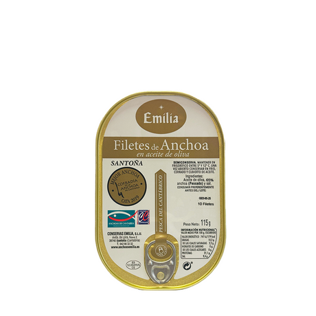 Conservas Emilia 10 Cantabrian anchovy fillets in gold series olive oil 115 g