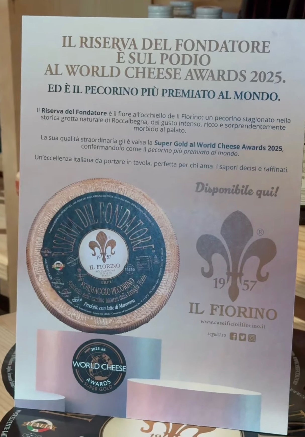 Fiorino Pecorino Grotta dei Fiorini whole form 1.5 kg