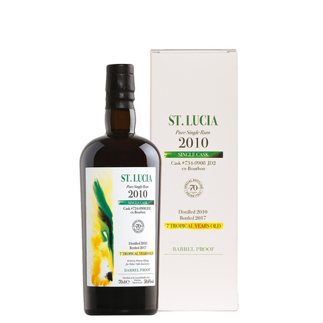 Rum St. Lucia 2010 Single Cask #734-0908 JD2 ex Bourbon 7 tropical Years Old Barrel Proof 70° Velier 70 cl
