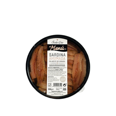 El Menù Beechwood smoked sardine fillets in sunflower oil 550 g